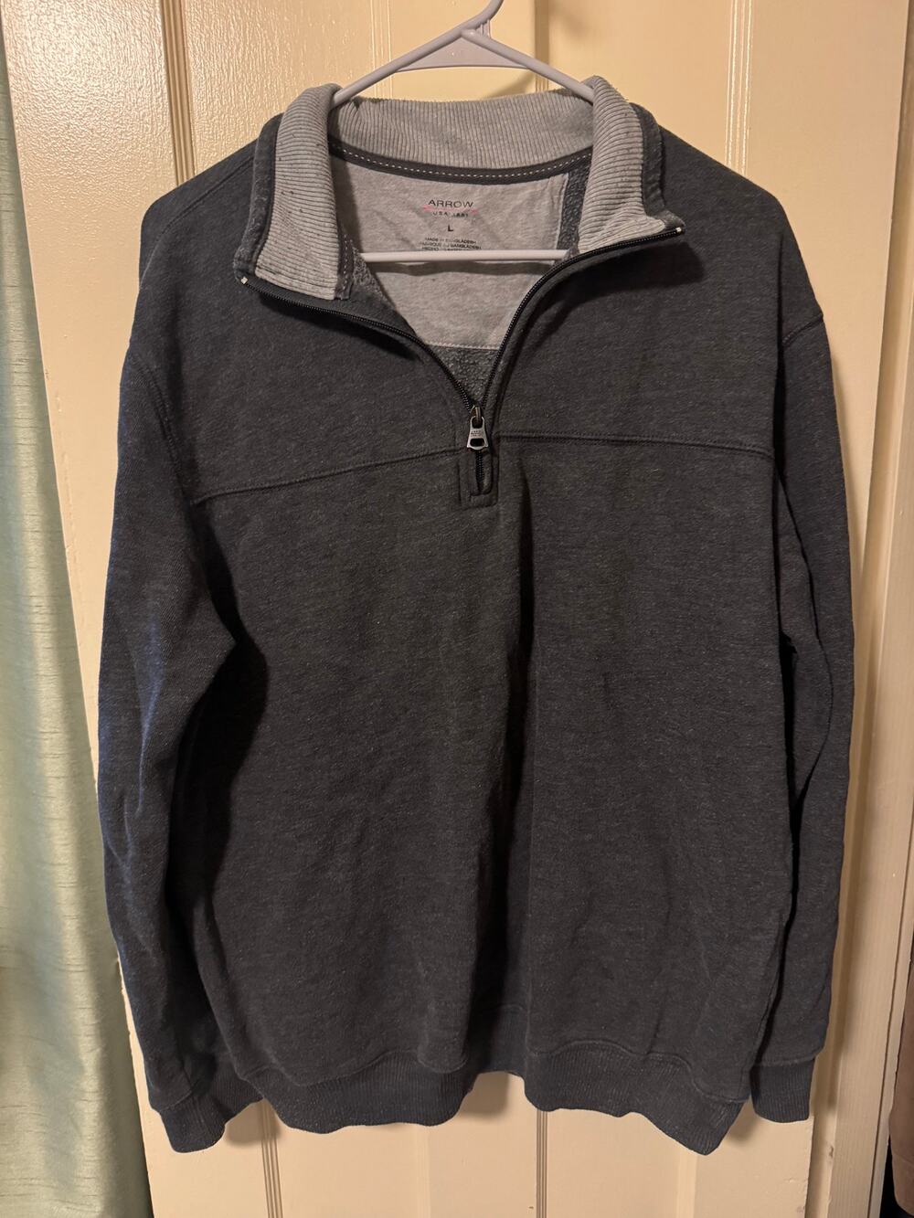 Arrow 1851 Men’s Large Quarter-Zip Pullover Sweatshirt Charcoal Gray